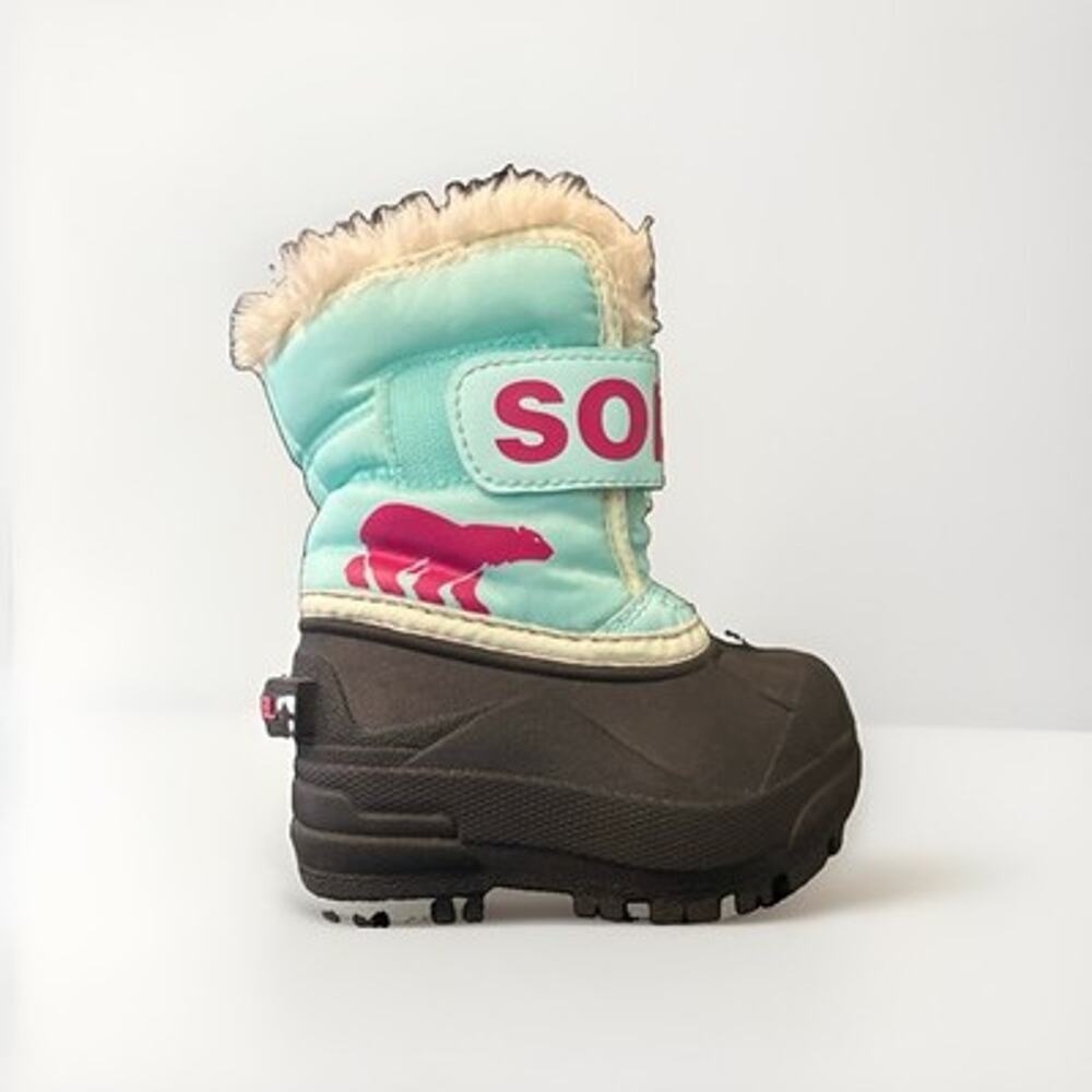 Sorel Snow Commander 1869562-428 Toddler 4 Blue Fleece Lined Winter Boot